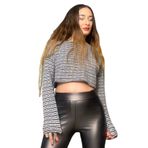 Quincey Örme Düşük Kol Crop Kazak, 40, BDE2676, Mavi, Kadın
