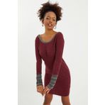 Quincey Triko Elbise - 48 - Bordo