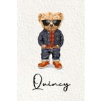Quincy: Cahier personnalisé avec prénom Quincy | Cadeau d'anniversaire pour enfant, garçon, homme, copain ... | Nounours | 110 pages lignée, Petit Format 6x9 pouces (15,24 x 22,86 cm)
