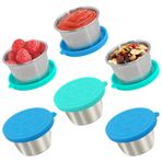 Qukaka 6x7oz Salata Sosu Konteyneri, Kullanışlı Sızdırmaz Paslanmaz Çelik Yemek Hazırlama Konteynerleri Yeniden Kullanılabilir, Öğle Yemeği Kutusu, Piknik, Seyahat, Ofis ve Mutfak Depolama için Sos