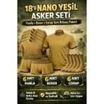 Qulat 18’li Nano Yeşil Bedelli Asker Seti – 6 Fanila 6 Boxer 6 Çorap Tam Ihtiyaç Paketi - Haki - XL