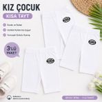 Qulat Kız Çocuk Kısa Tayt 3’lü Paket Pamuklu Esnek Bisiklet Tayt Yazlık Rahat Kullanım - Beyaz - 3 - 4 Yaş