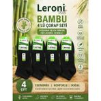 Qulat Leroni Plus Bambu Erkek Patik Çorap 4’lü Set 40-44 Numara Nefes Alır Terletmez Ekonomik Paket - 40 - 44 - Siyah
