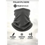 Qulothes Termal Polar Soğuk Geçirmez Bere & Boyunluk Unisex Pamuklu Kışlık Ayarlanabilir İpli Bere Gri