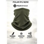 Qulothes Termal Polar Soğuk Geçirmez Bere & Boyunluk Unisex Pamuklu Kışlık Ayarlanabilir İpli Bere Haki
