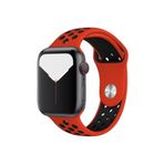 Quse Apple Watch 46/45/44mm & Series 1-3 42mm Uyumlu Delikli Spor Silikon Kordon – Kırmızı/Siyah(M/L)
