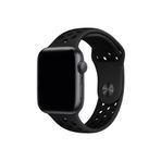 Quse Apple Watch 46/45/44mm & Series 1-3 42mm Uyumlu Delikli Spor Silikon Kordon – Siyah(M/L)
