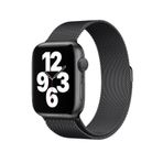 Quse Apple Watch 46mm/45mm/44m & Series 1-3 42mm ile Uyumlu Milano Loop Manyetik Metal Kordon – Siyah