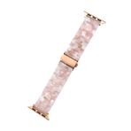 Quse Apple Watch Series 10/11 42mm & 41mm/40mm/38mm Uyumlu Desenli Reçine Kordon Bilezik, Pembe Mermer