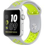 Quse Apple Watch Series SE/10/9/8/7/6/5/4/3 49mm-46mm-45mm-44mm-42mm Uyumlu M/L Delikli Spor Silikon Kordon Gri/Yeşil - Gri - Yeşil