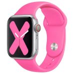 Quse Apple Watch Series SE/11/10/9/8/7/6/5/4/3 46mm-45mm-44mm Uyumlu M/L Spor Silikon Kordon Barbie Pembesi - M/L (Medium/Large) - Şeker Pembesi
