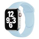 Quse Apple Watch Series SE/11/10/9/8/7/6/5/4/3 46mm-45mm-44mm Uyumlu S/M Spor Silikon Kordon Buz Mavisi - S/M (Small /Medium)