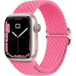 Quse Apple Watch Series SE/11/10/9/8/7/6/5/4/3 ile Uyumlu 42mm-41mm-40mm-38mm Ayarlanabilir Tokalı Örgü Kordon Pembe - (Series 10/11 42Mm) - 41Mm - 40Mm - 38Mm