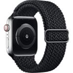 Quse Apple Watch Series SE/11/10/9/8/7/6/5/4/3 ile Uyumlu 46mm-45mm-44mm-42mm Ayarlanabilir Tokalı Örgü Kordon Siyah - 46Mm - 45Mm - 44Mm - (Series 1-3 42Mm)