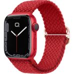 Quse Apple Watch Series SE/11/10/9/8/7/6/5/4/3 ile Uyumlu 49mm-46mm-45mm-44mm-42mm Ayarlanabilir Tokalı Örgü Kordon Kırmızı - 46Mm - 45Mm - 44Mm - (Series 1-3 42Mm)