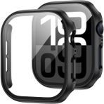 Quse Kasa Koruyucu Kılıf, Apple Watch Series 10/11 42MM ile Uyumlu Ekran Koruyucu, Siyah