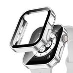 Quse Kasa Koruyucu Kılıf, Apple Watch Series SE/9/8/7/6/5/4 ile Uyumlu, Ekran Koruyucu, Suya Dayanıklı, 45MM/44MM/41MM/40MM (Gümüş, 45MM)