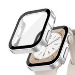 Quse Kasa Koruyucu Kılıf, Apple Watch Series SE/9/8/7/6/5/4 ile Uyumlu, Ekran Koruyucu, Suya Dayanıklı, 45MM/44MM/41MM/40MM (Mat Gümüş, Series 10 42MM)