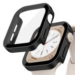 Quse Kasa Koruyucu Kılıf, Apple Watch Series SE/9/8/7/6/5/4 ile Uyumlu, Ekran Koruyucu, Suya Dayanıklı, 45MM/44MM/41MM/40MM (Mat Siyah, 41MM)