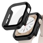 Quse Kasa Koruyucu Kılıf, Apple Watch Series SE/9/8/7/6/5/4 ile Uyumlu, Ekran Koruyucu, Suya Dayanıklı, 45MM/44MM/41MM/40MM (Mat Siyah, Series 10 42MM)