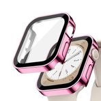 Quse Kasa Koruyucu Kılıf, Apple Watch Series SE/9/8/7/6/5/4 ile Uyumlu, Ekran Koruyucu, Suya Dayanıklı, 45MM/44MM/41MM/40MM (Pembe, 41MM)