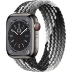 Quse Solo Loop Örgü Kordon, Apple Watch Series SE/11/10/9/8/7/6/5/4/3 Uyumlu 42mm-41mm-40mm-38mm, Medium, Gradyan Siyah - Siyah - Gri