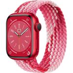 Quse Solo Loop Örgü Kordon, Apple Watch Series SE/11/10/9/8/7/6/5/4/3 Uyumlu 42mm-41mm-40mm-38mm, Medium, Kırmızı Meyveler - Kırmızı - Beyaz - Pembe