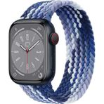 Quse Solo Loop Örgü Kordon, Apple Watch Series SE/11/10/9/8/7/6/5/4/3 Uyumlu 42mm-41mm-40mm-38mm, Small, Yaban Mersini - Mavi - Açık Mavi - Beyaz
