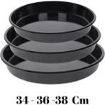 Qussine Emaye Yuvarlak Siyah Fırın Tepsi Seti 34-36-38 cm - 32 cm