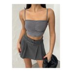QUTTA Kadın Gri Askılı Sandy Crop Bluz