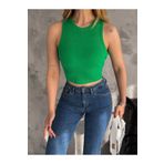 QUTTA Kadın Yeşil Sıfır Kol Halter Yaka Kaşkorse Crop Bluz