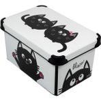 Qutu Style Box Meow 10 L Dekoratif Saklama Kutusu Plastik Malzeme ile Kilitsiz Kapaklı Dikdörtgen Tasarım