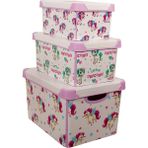 Qutu Style Box Unicorn Dekoratif Saklama Kutusu - Set 3 Parça - Pembe