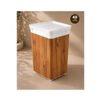 QUTU Trashbin Wood 40 L Plastik Beyaz Gövdeli Çöp Kovası