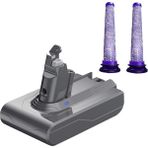 Quueppty 21.6 V V6 DC62 Pil Adaptörü + 2xön Filtreler Dyson V6 SV04 SV03 DC58 DC59 DC61 DC74 Hayvan DC72 Vakum Için Değiştirin (Yurt Dışından) - Yedek Parça