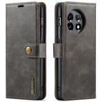QUYISHAN OnePlus 11 için Çıkarılabilir 2'si 1 Arada Bölünmüş Manyetik DG.MING Cüzdan Kılıfı, 3 Kart Tutucu Yuvalı Hakiki Deri Cüzdan Telefon Kılıfı Flip Folio Darbeye Dayanıklı Kılıf Kabuk. Gri