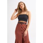 Quzu Askılı Crop Siyah Kadın Bluz