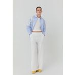 Quzu Beli Lastikli Bol Paça Pantolon Beyaz