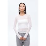 Quzu Bisiklet Yaka Basic Bluz Ekru