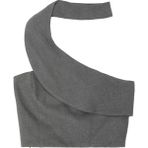 Quzu Boyun Detaylı Crop Bluz Koyu Gri