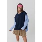 Quzu Gömlek Detaylı Sweatshirt Lacivert