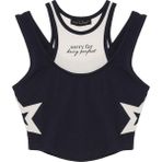 Quzu Halter Yaka Atletli Bluz Lacivert - S