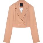 Quzu Kruvaze Crop Blazer Ceket Camel