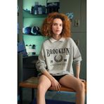 Quzu Nakışlı Bebe Yaka Sweatshirt Gri