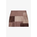 Quzu Patchwork Mini Etek Kahverengi