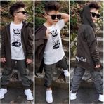 Quzucuk Kids Erkek Çocuk Kedi Figürlü Kargo Pantalonlu Takım