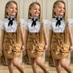 Quzucuk Kids Kız Çocuk Çantalı Krem Etekli Takım