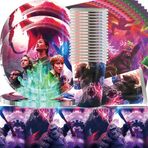 QWEPU God-zilla God-zilla parti yemek takımı, God-zilla doğum günü partisi seti, tabak, peçete, masa örtüsü ve kağıt bardak, doğum günü kutlamaları için uygundur (41 adet, 10 misafir)