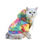 QWINEE Köpek Kaban Köpek Kapüşonlu Batik Boyama Sıcak Kış Kaban Sweatshirt Köpek Giysileri Kedi Yavrusu için Küçük Orta Köpek Çok Renkli XS