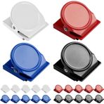 QWORK® 24 adet mıknatıslı mandal seti, buzdolabı, beyaz tahta, geçme pano için, 30 x 30 mm manyetik klips, 4 renkte